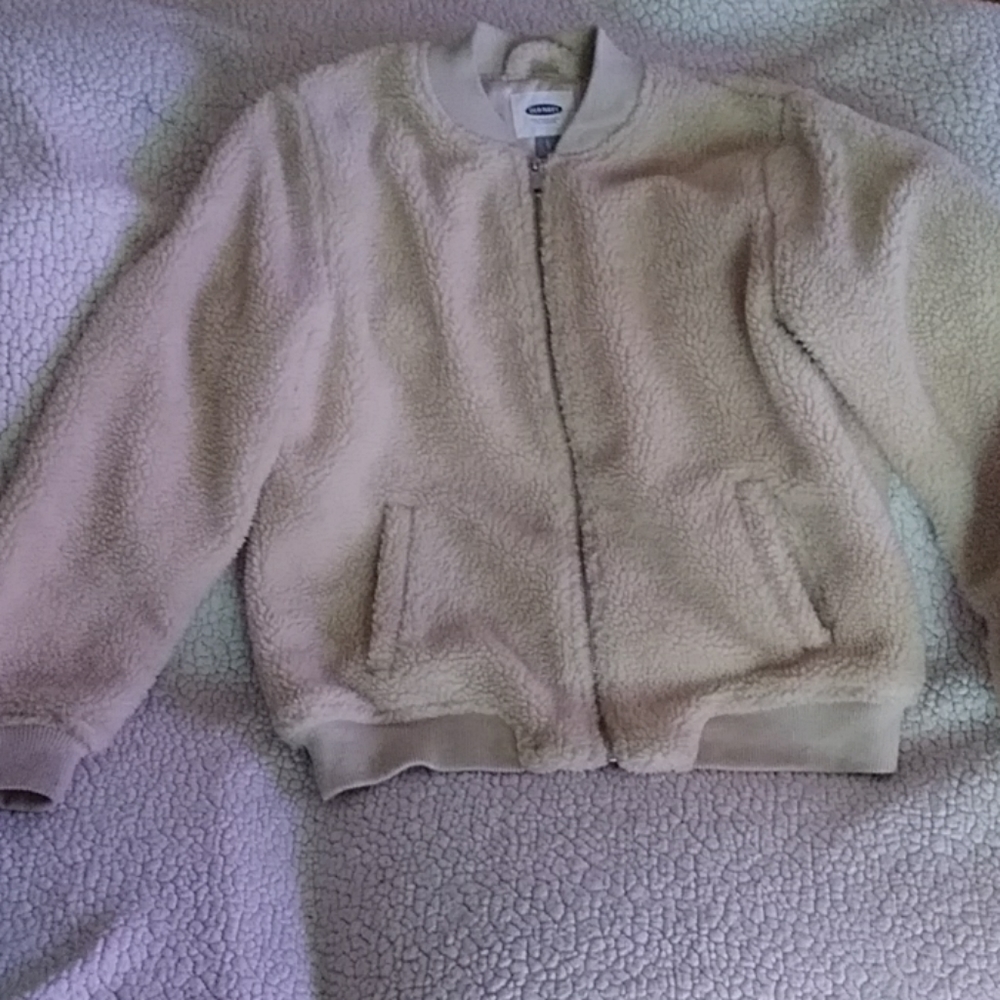 Beige teddy zip coat